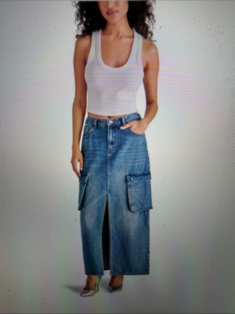 NWT Steve Madden sz 10 BENSON Denim Cargo Pocket Blue Jean Maxi Skirt